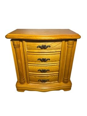 Vintage Wood  Jewelry Box With Drawers 2 Side Doors Flip-Up Top Croft & Barrow